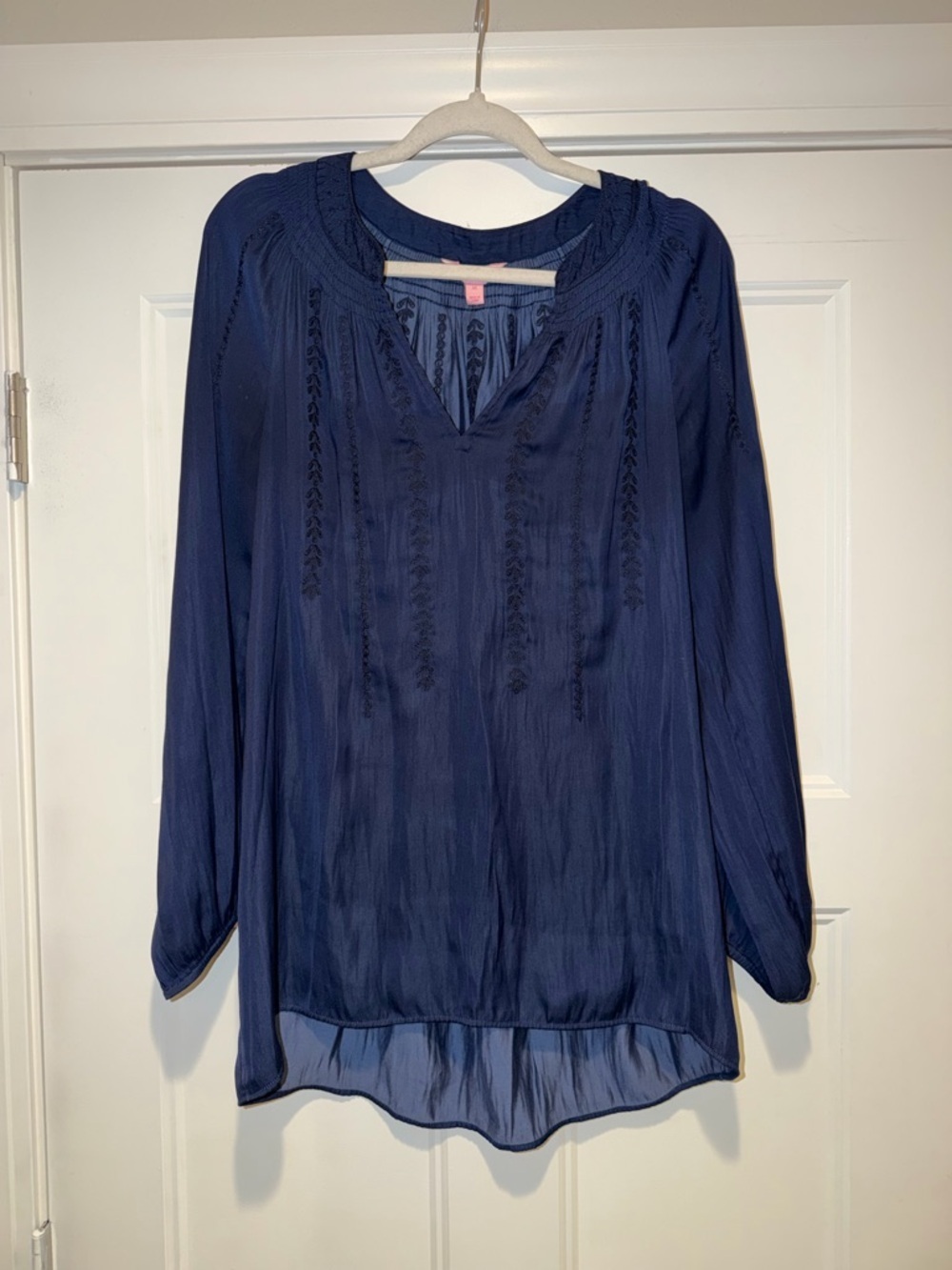Lilly Pulitzer Navy Hollis Embroidered Top